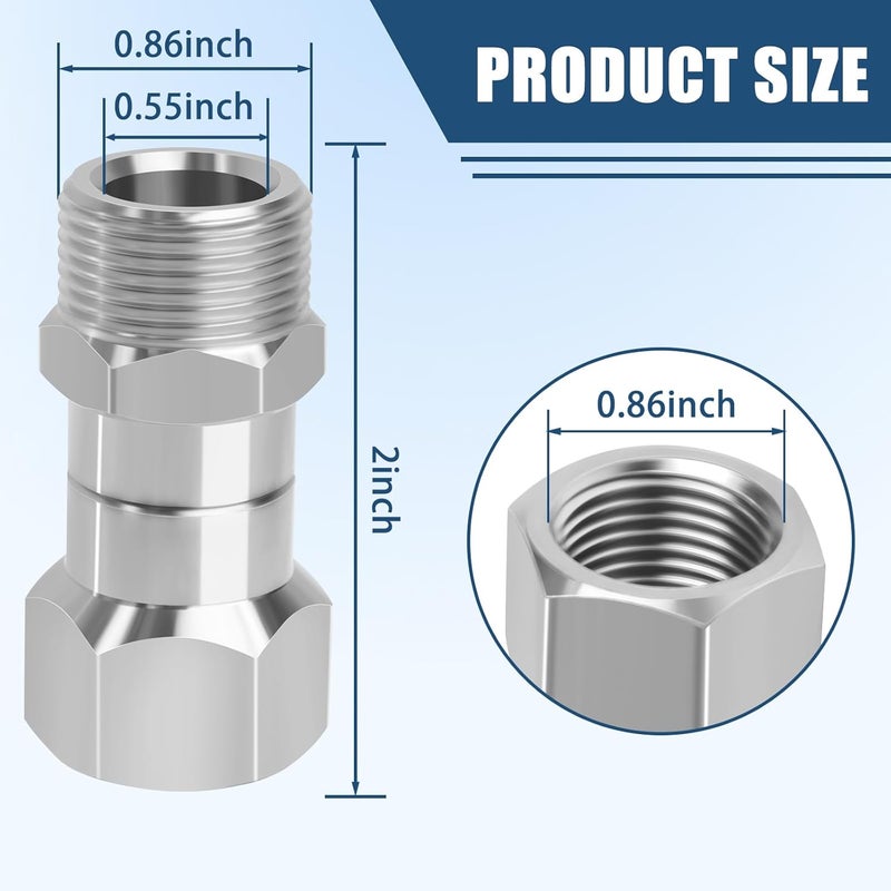 Axfvd M22 Female to M22-14mm Male Swivel Fitting for Pressure Washer Gun and Hose, 5000 PSI, Stainless Steel - Image 2